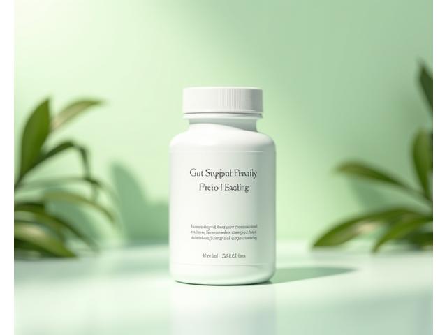 Bottle of advanced probiotic supplements.